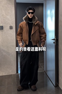 抖音冬季潮流美式复古水洗毛领牛仔棉服外套M222-P165 网图图片