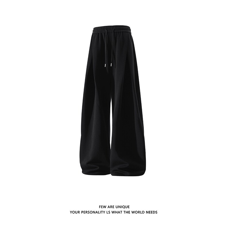 白底春季A字褶皱弯刀卫裤男宽松高级感阔腿裤子-A2206P45控78,男装休闲裤,电商B241