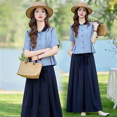 通勤风休闲风时尚两件套装阔腿套装2026春夏季宽松时尚气质洋气，女装套装/套裙，水衣源