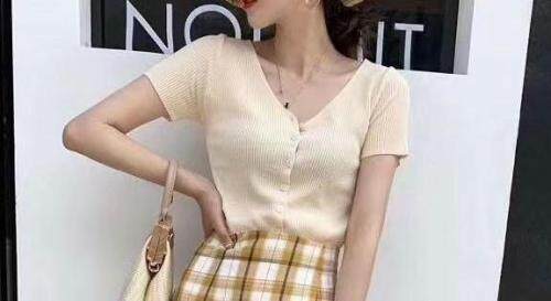 V领短袖打底开衫，女装，魅力元素