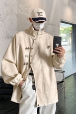 1美式复古飞机扣可拆卸胸针PU皮大码M-5XL夹克男JK77768P105控148，男装夹克，星座226-2