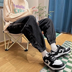 新款腰果花牛仔裤子男春季美式街头休闲裤潮流束脚裤子男N881-p45，男装牛仔裤，星座1008-1
