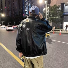 机车皮衣男潮牌夹克春秋季港风ins宽松外套韩版潮流WP313-P67，男装皮衣，星座1109-3