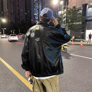 机车皮衣男潮牌夹克春秋季港风ins宽松外套韩版潮流WP313-P67图片