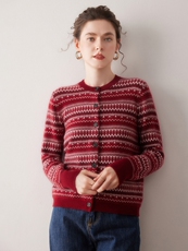 2025年秋季新款女士条纹开衫，女装针织衫/毛衣，美创羊绒