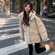 飘带短款羽绒服女2025冬季今年流行超好看学院风连帽90白鸭绒外套，女装羽绒服，2B188