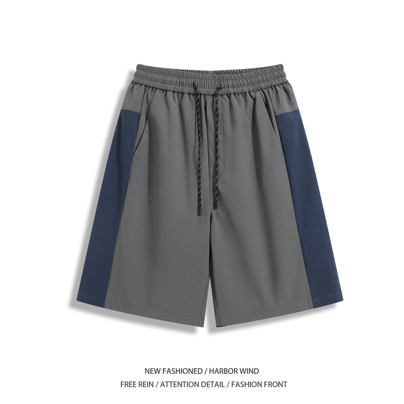 抖音品质夏季新款速干拼接撞色宽松短裤B315-K25504-特p25控48,男装休闲裤,电商B315