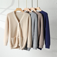 时尚男士秋冬必备简约百搭V领口袋羊绒开衫舒适保暖尽显绅士风度，男装羊绒套衫，奥千羊绒