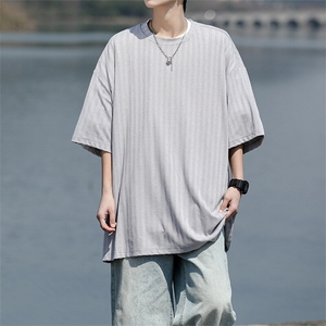 8XL-M 重磅！特大码港风短袖T恤男士半袖男五分袖体恤衫DX306P40图片