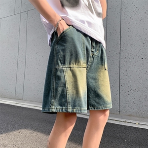 美式cleanfit设计牛仔短裤水洗复古宽松休闲直筒五分裤55041-p35图片
