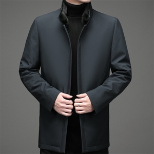 棉衣男中年商务休闲立领棉服外套爸爸装冬季加厚保暖男装商上衣图片