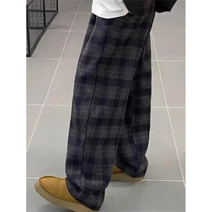 [002]毛呢格子裤男春季休闲长裤宽松阔腿休闲裤 A079-KC19-P45图片