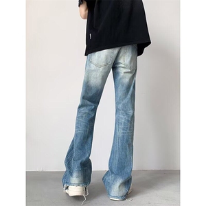 美式高街微喇破洞牛仔裤男潮cleanfit宽松直筒vibe裤子G3153-p48图片
