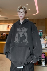 内景秋冬新款重磅水洗连帽卫衣男复古宽松做旧打底衫WY00294/P65，男装T恤，电商B316