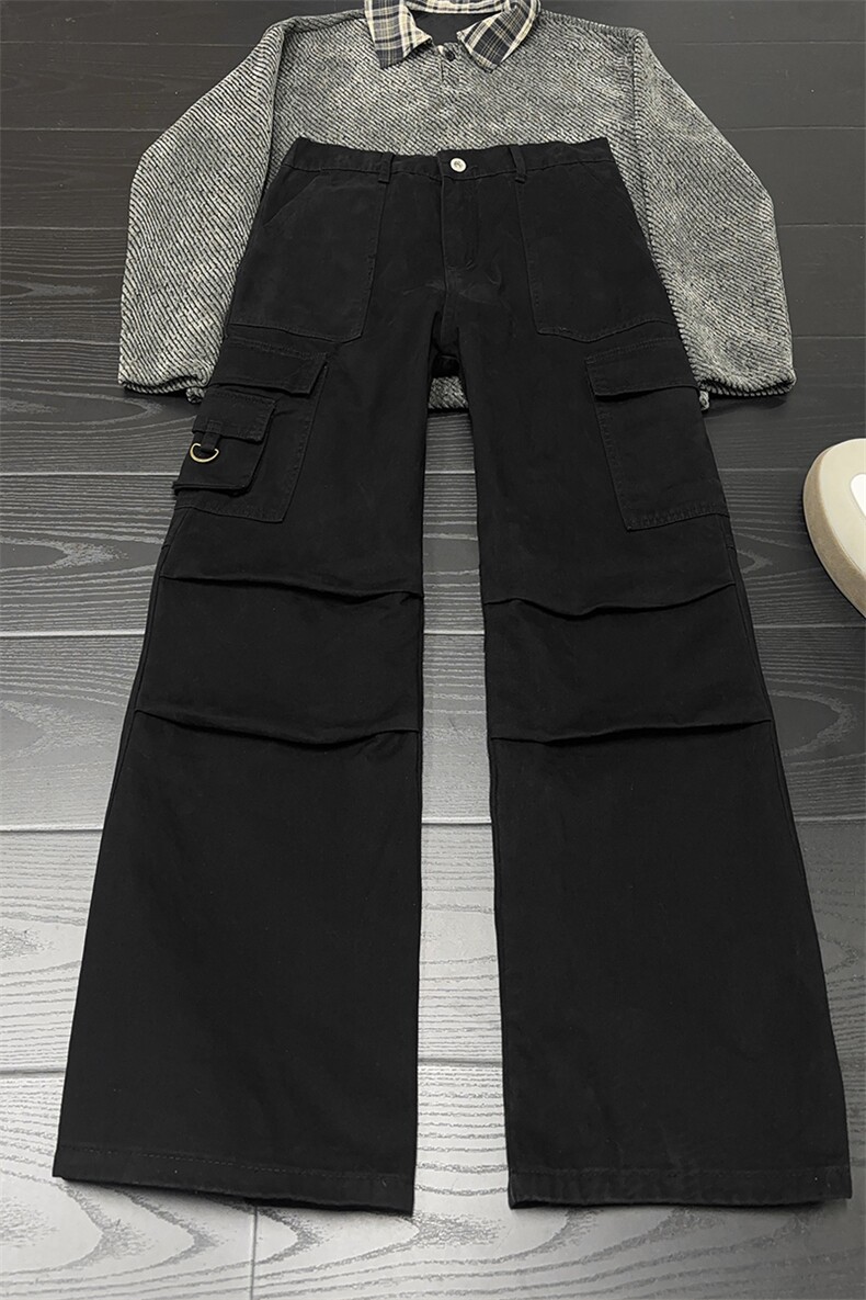 B221美式ins高街暗黑宽松直筒洗褪工装牛仔裤LK25438-P75控98,男装牛仔裤,电商B221