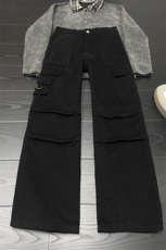 B221美式ins高街暗黑宽松直筒洗褪工装牛仔裤LK25438-P75控98，男装牛仔裤，电商B221