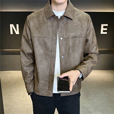 2025新款秋季皮衣外套男款翻领潮牌机车服皮夹克A313-PY839-P145，男装皮衣，电商A313