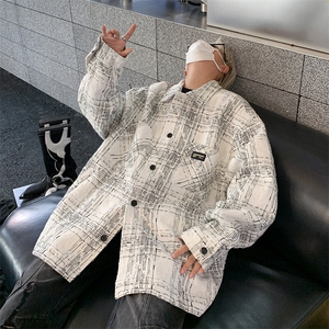 潮嘻哈小香风格子翻领外套男女秋季休闲百搭高级感粗纺夹克上衣图片