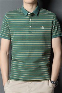 条纹短袖T恤男薄款翻领POLO衫衣服夏季男士休闲百搭刺绣体恤衫潮图片