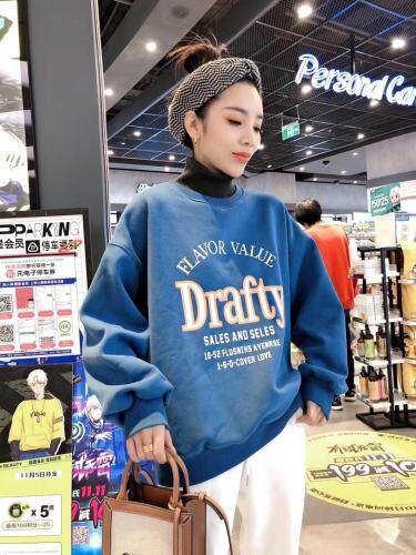 拼接款加绒卫衣，女装卫衣/绒衫，一杭