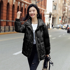 时尚新款女装短款立领休闲宽松抽绳轻薄鸭绒外套，女装羽绒服，阿舍尔精品