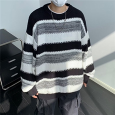 撞色毛衣男生秋冬季潮牌宽松休闲慵懒风小众套头针织衫，男装针织衫/毛衣，星座716-3
