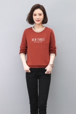 2023年春季秋季长袖圆领刺绣卫衣T恤，女装T恤，依倍林