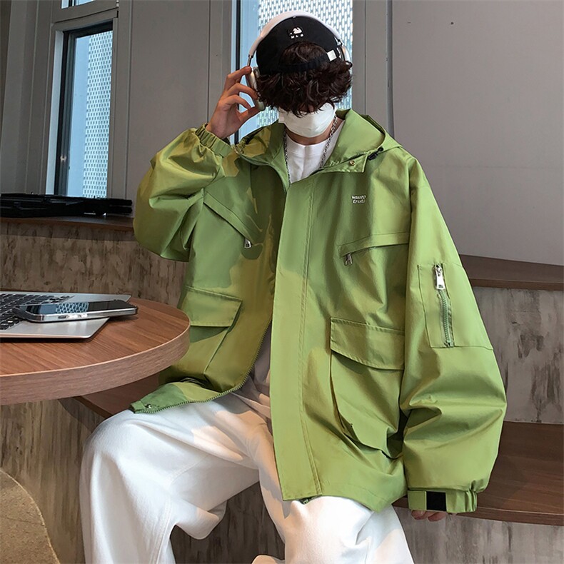 刺绣男士夹克潮流户外冲锋衣男工装宽松外套A266-JK8019-P55特,男装夹克,电商A266