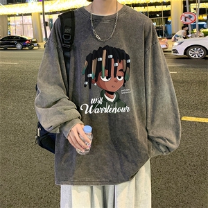 直播品质 重磅纯棉 美式蜡染水洗做旧潮牌宽松长袖t恤 CT312特P38图片