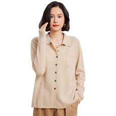 高品质纯色衫开衫polo领女翻领针织衬衣宽松外套羊毛衣打底衫，女装羊绒衫，臻维羊绒