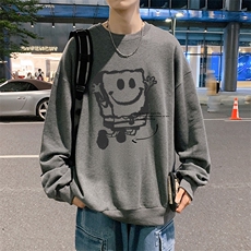 S6245-P28海绵宝宝秋季圆领卫衣男大码韩版宽松长袖外套，男装卫衣，电商A040