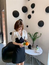 假两件连衣裙，两个色,女装连衣裙,约她