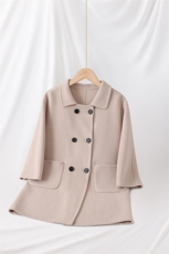 时尚保暖儿童羊毛大衣经典黑色长款设计男女童皆宜，童装外套，鑫贝羊绒