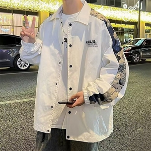 男宽松潮流春秋款男新款秋季潮牌休闲港风男生翻领夹克HH657 P52图片