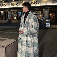 秋冬小香风千鸟格呢子长款休闲风衣A071-F13-P135，男装风衣，电商A071