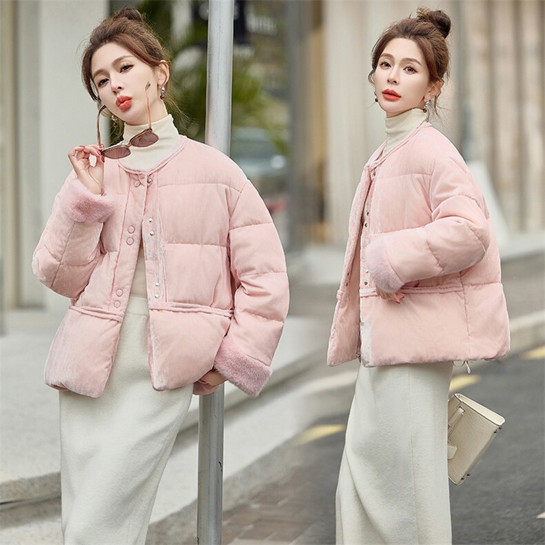 2024年冬季新款國风金丝绒羽绒服外套女，女装羽绒服，曼娅璐
