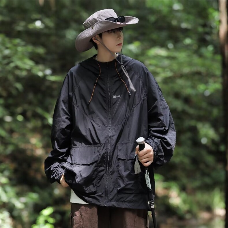 夏季防晒衣男冰丝连帽薄款宽松透气防晒服情侣潮外套FS9258-p45，男装防晒衣，星座1008-1