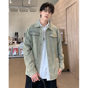 春秋季高质量新款男款牛仔夹克外套牛仔宽松休闲时尚潮流日系图片