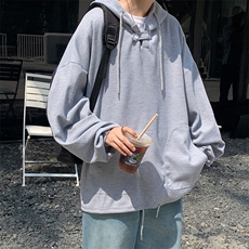 XZ213-JK008-P75控88港风大码纯色ins高街潮牌简约套头连帽卫衣，男装卫衣，星座213