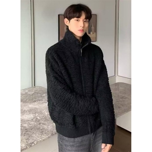 纯色拉链毛衣男软糯百搭秋冬针织开衫外套休闲 MY9815图片