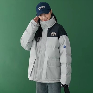 工装棉服男女款宽松百搭立领拼接面包服冬装新款情侣棉衣图片
