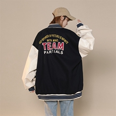 港风上衣夹克宽松落肩拼色棒球服外套JK714-P68，男装夹克，星座1204-3