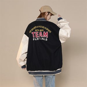 港风上衣夹克宽松落肩拼色棒球服外套JK714-P68