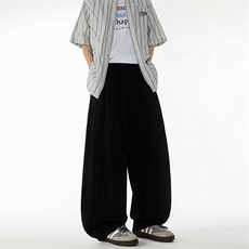 8XL-M亚麻弯刀裤直筒阔腿裤子男夏季宽松大码运动灯笼裤KZ068P60，男装休闲裤，电商B312
