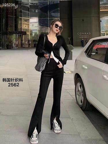 韩针织料嗽叭裤，女装，欧美吔