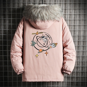 MM48142-P130 冬季大毛领衣男士大码加厚袄男服 网格挂拍图片