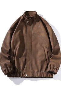 春秋宽松夹克男港风复古怀旧美式骑行机车服PU皮衣外套 JK667-P95图片