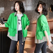 2022春装新款宽松洋气拼接衬衫假两件时尚小众设计女，女装衬衫，深水步