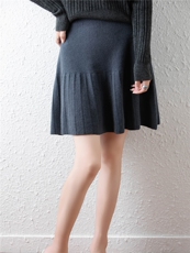 羊毛针织短裙女秋冬新款纯色外穿百搭显瘦百褶裙简约打底羊绒裙，女装半身裙，暖绒情旗舰店