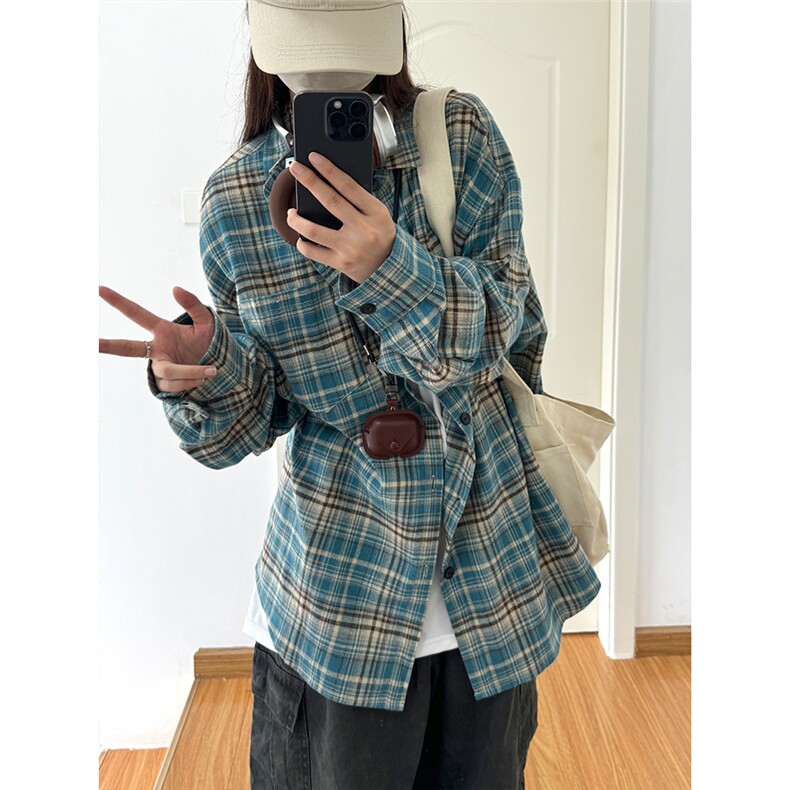 棉磨毛格子长袖休闲纯棉抖音高品质衬衫男CS024-P45,男装衬衫,星座301C-5